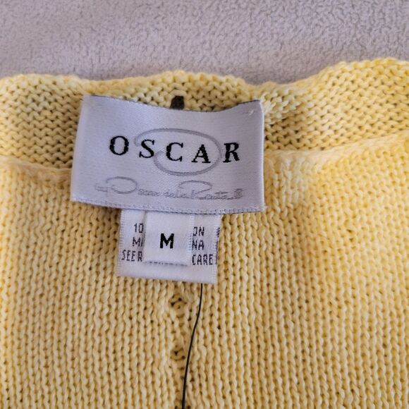OSCAR DE LA RENTA Yellow Cotton Knit Sweater Top Blouse Size Medium $168 Cotton - Picture 2 of 6